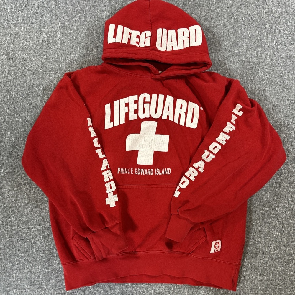 Lifeguard Prince Edward Island Hoodie Red Pullover Sweatshirt Size L
